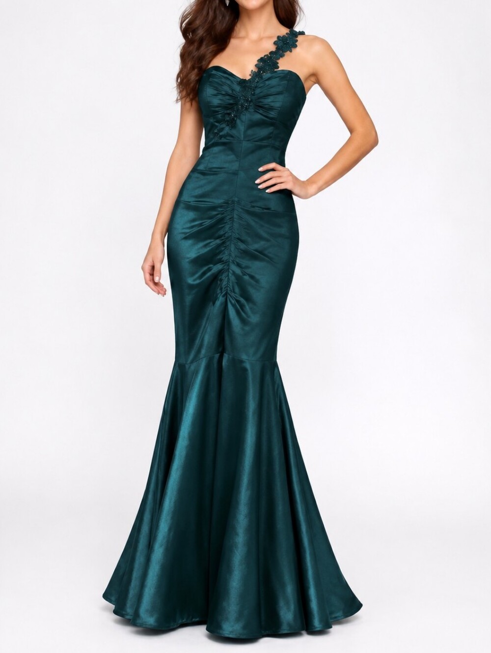 XSCAPE by Joanna Chen Ruched Mermaid Gown